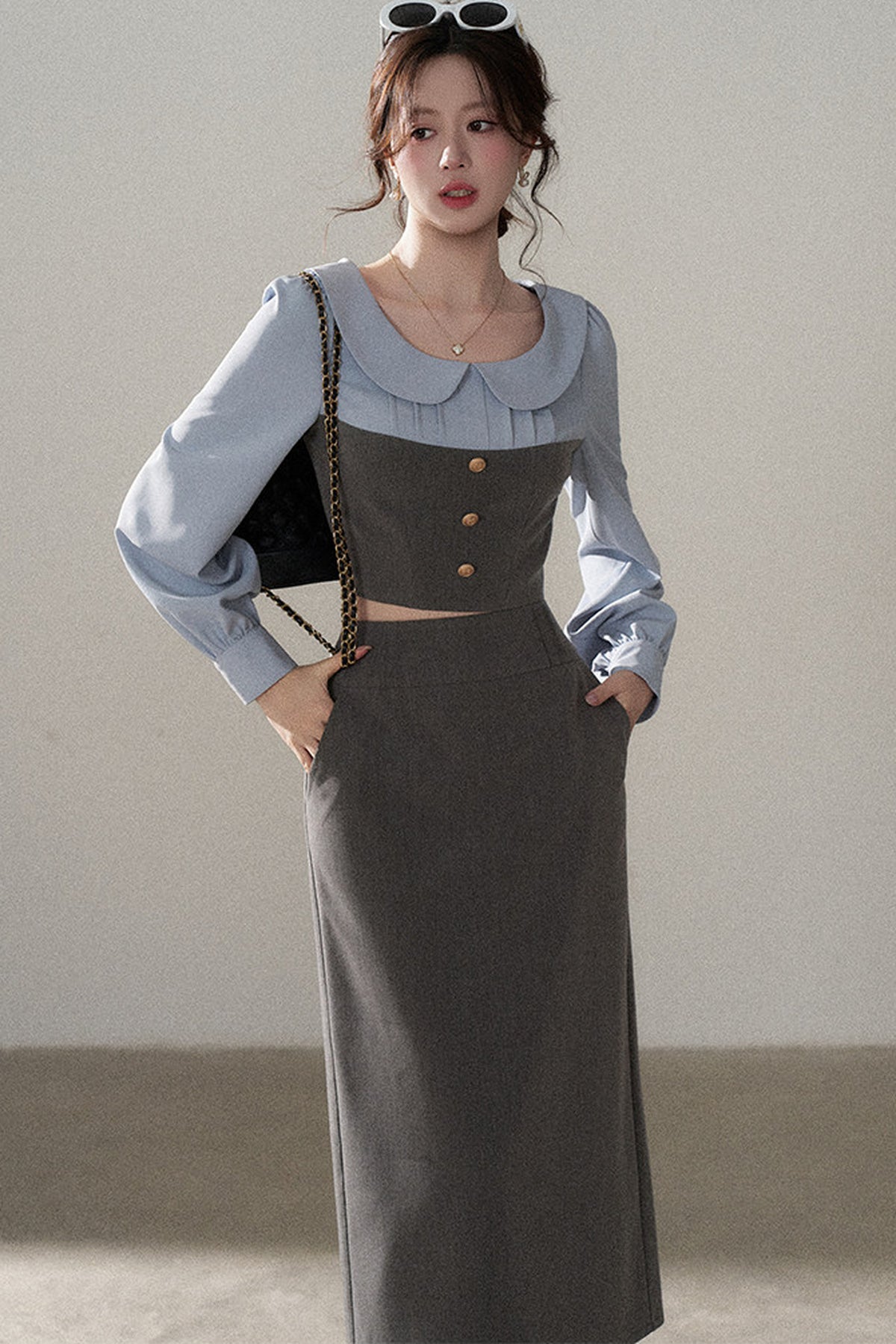 Color-Block Top and Skirt Set-Up