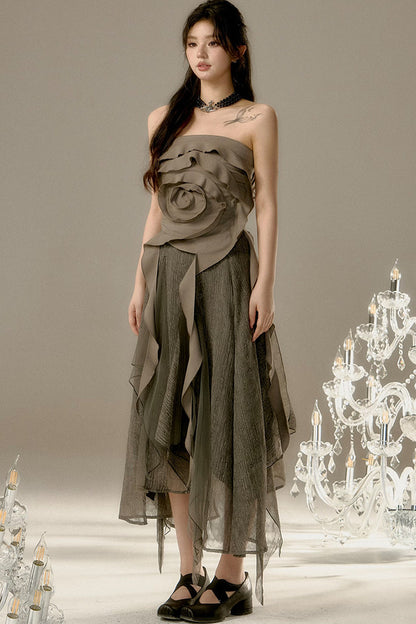 Drapey A-Line Midi Skirt
