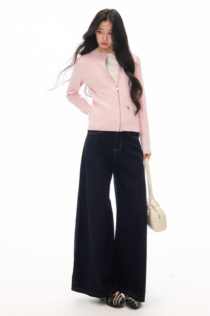 Long Sleeve Knitted Cardigan and Pants Set-Up