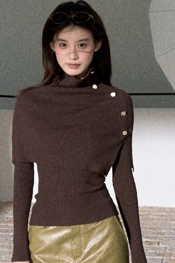 Autumn Thoughts Cape Knit Top and Base Layer Set