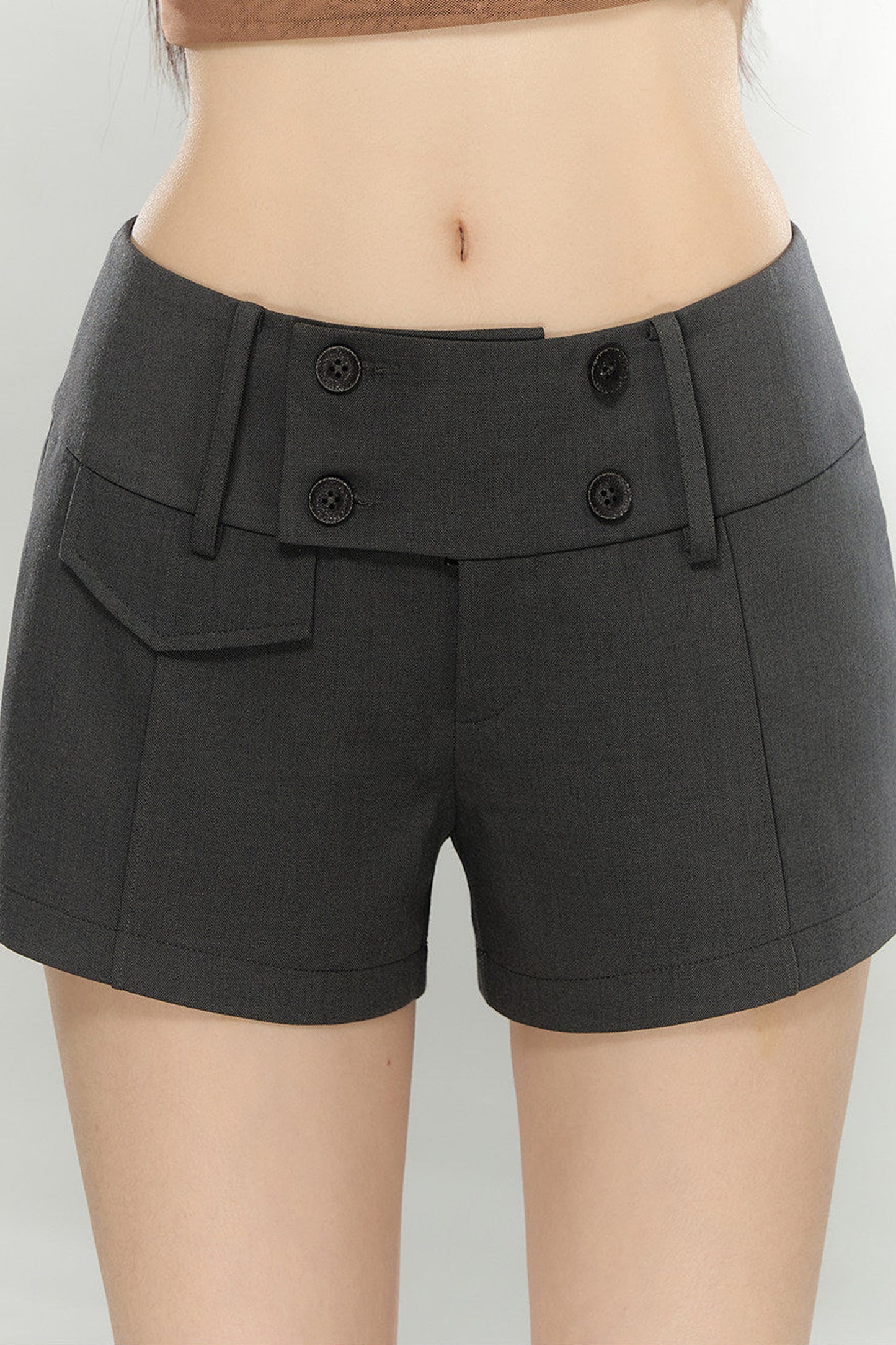 Double-Breasted Belted Shorts