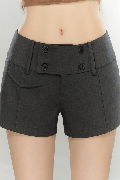 Double-Breasted Belted Shorts