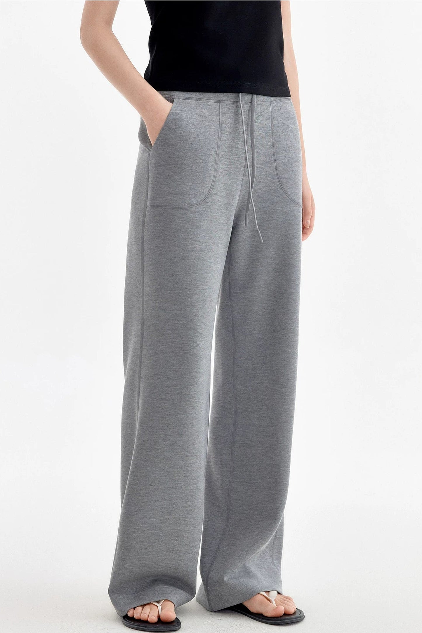 Pantalon taille haute à cordon de serrage