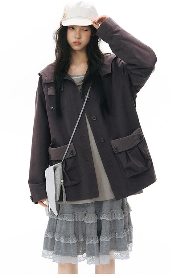Hooded Patchwork Workwear Jacket