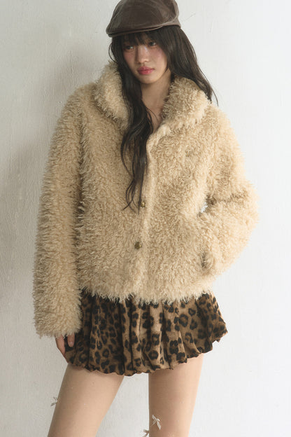 Short Plush Lamb Wool Top and Coat Set-Up