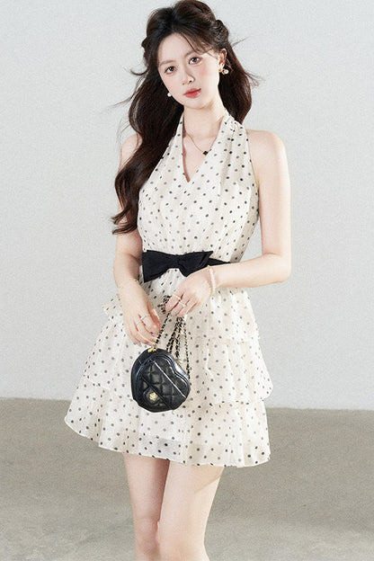 Pink Polka Dot Chiffon Dress