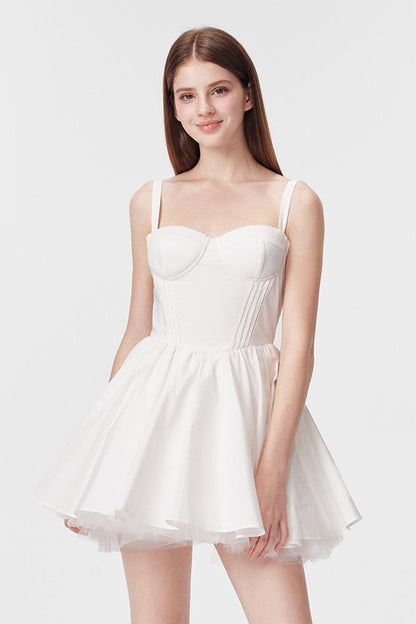 Vertical Cut Stand-Up Collar Slip Dress