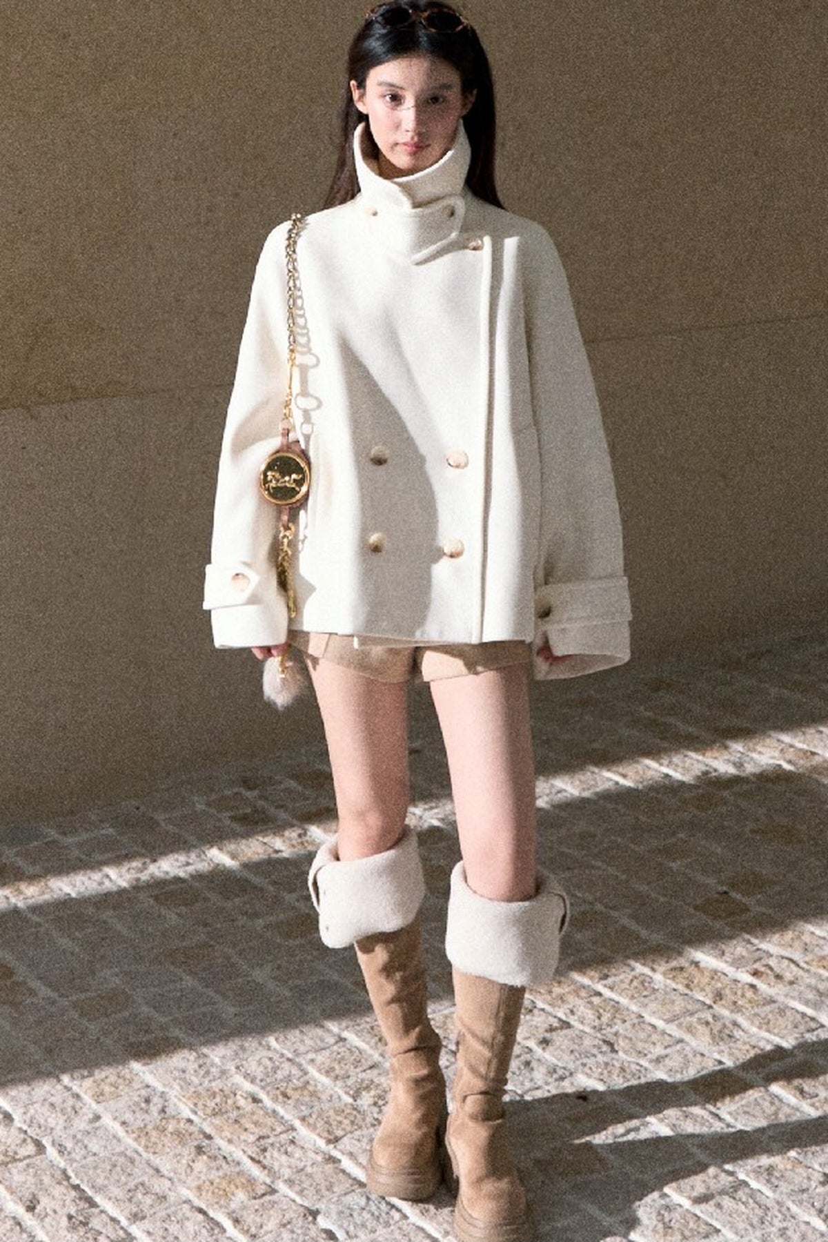 Two-Way Double-Breasted Wool Jacket