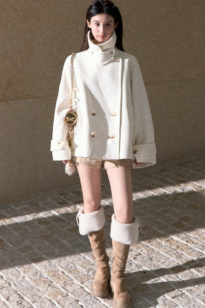 Two-Way Double-Breasted Wool Jacket