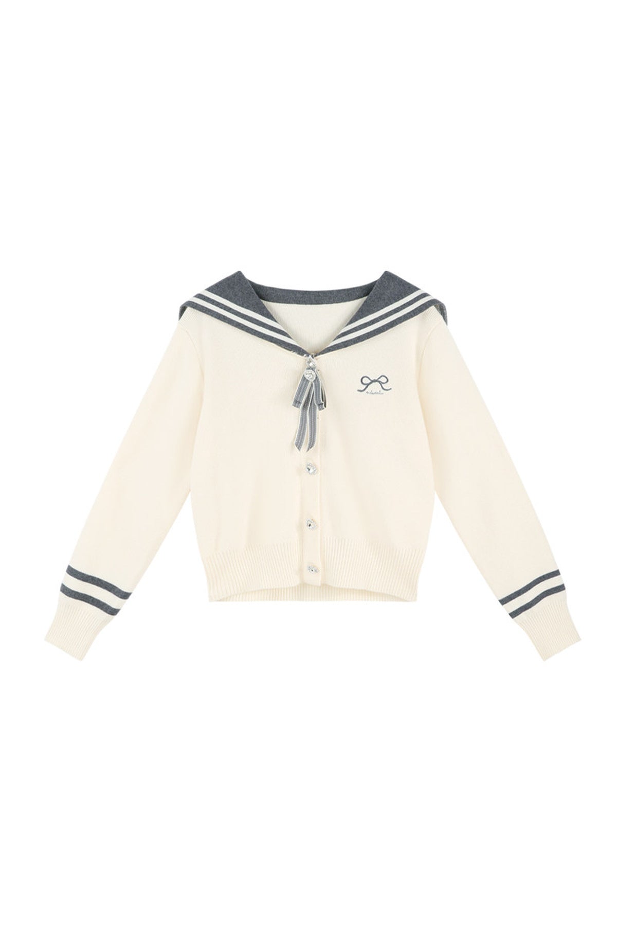 Bow Sailor Collar Knit Cardigan Set-Up
