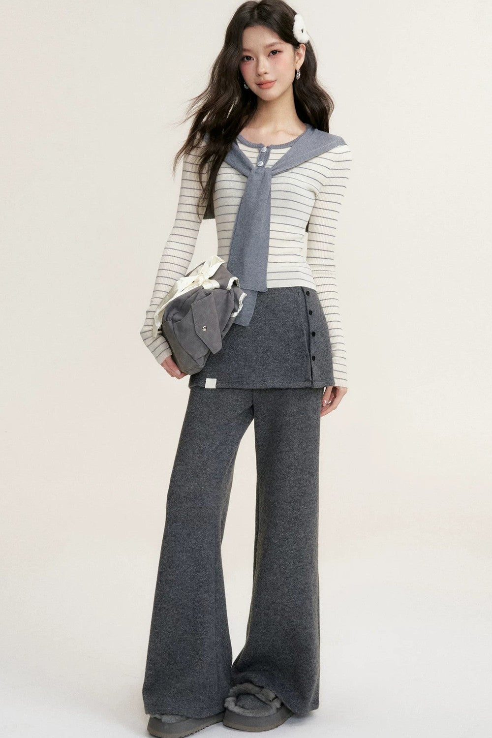 Color-Blocked Fake Two-Piece Knit Set-Up