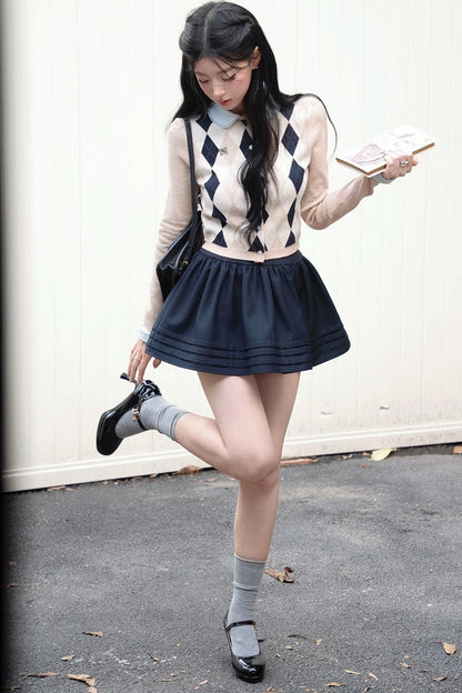 High-Waisted Pleated A-Line Skirt