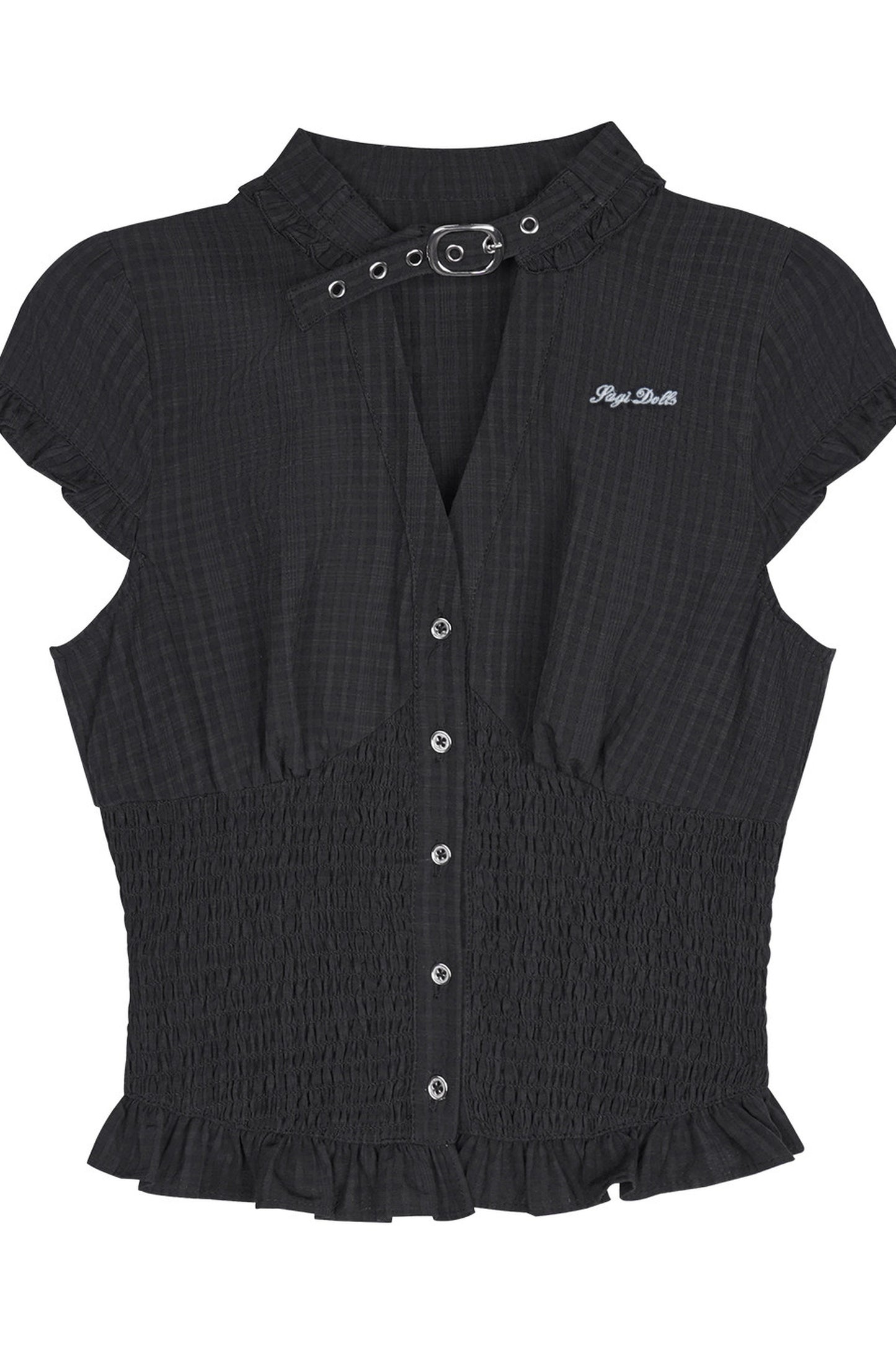 Dark Texture V-Neck Top Set-Up