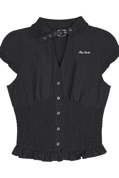 Dark Texture V-Neck Top Set-Up