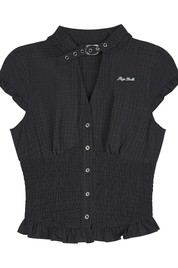 Dark Texture V-Neck Top Set-Up