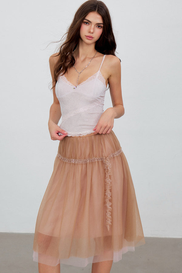 Lace Patchwork Velvet Camisole