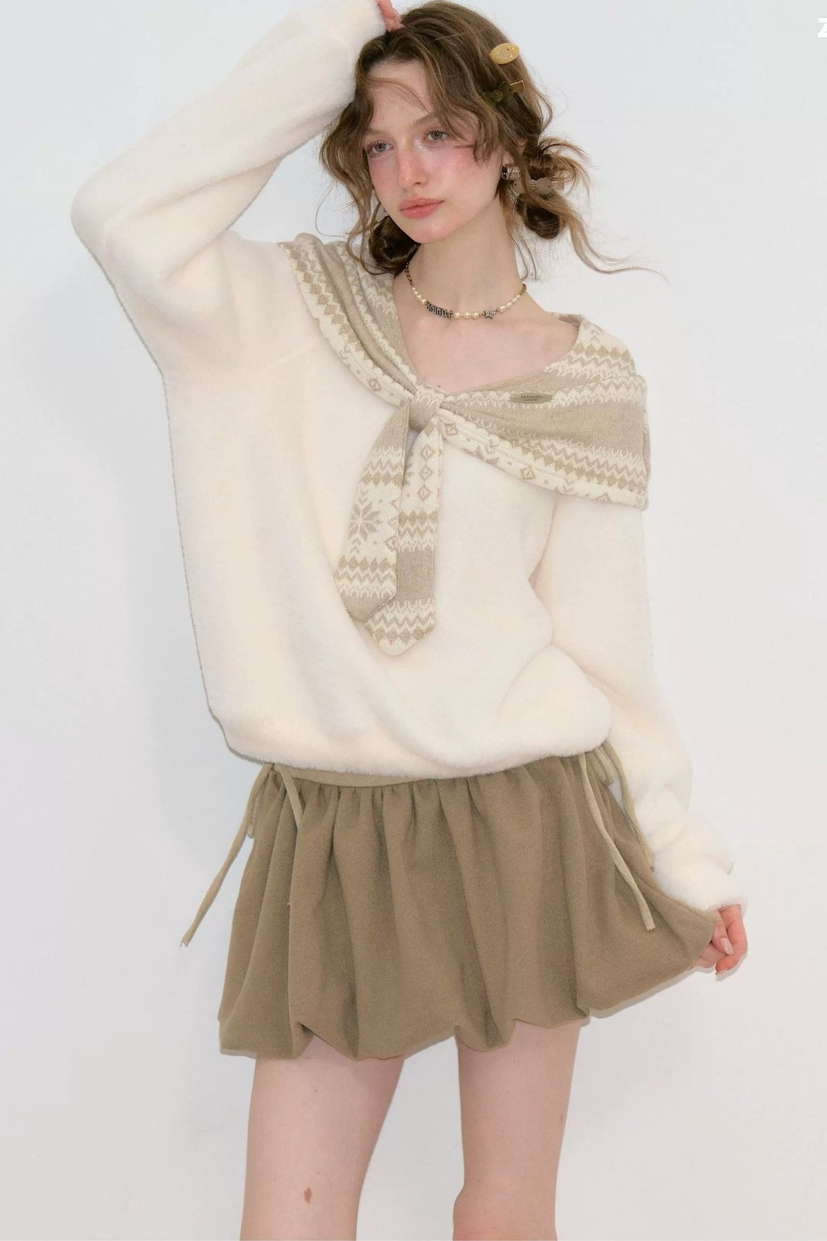 Fair Isle Shawl Collar Sweater