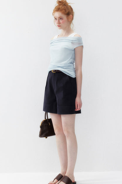 French One-Shoulder Contrasting Color Camisole