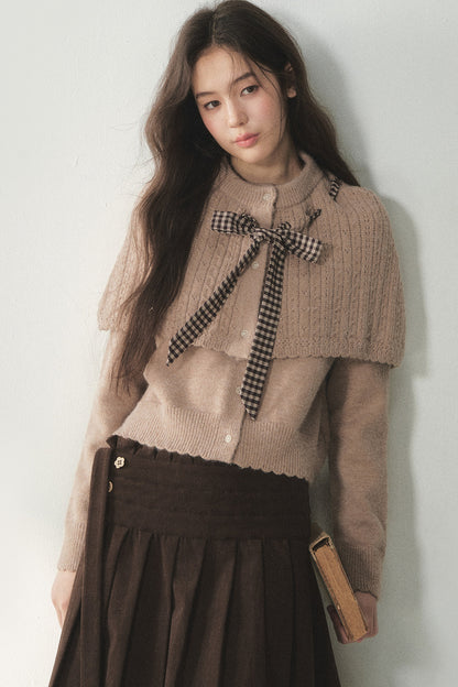 Retro Capelet And Knit Sweater Set
