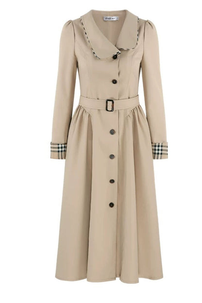 Long Sleeve Single-Breasted Trench Coat, Top and Skirt