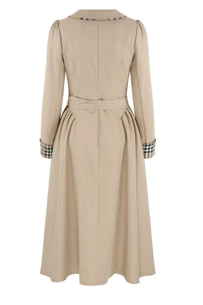Long Sleeve Single-Breasted Trench Coat, Top and Skirt