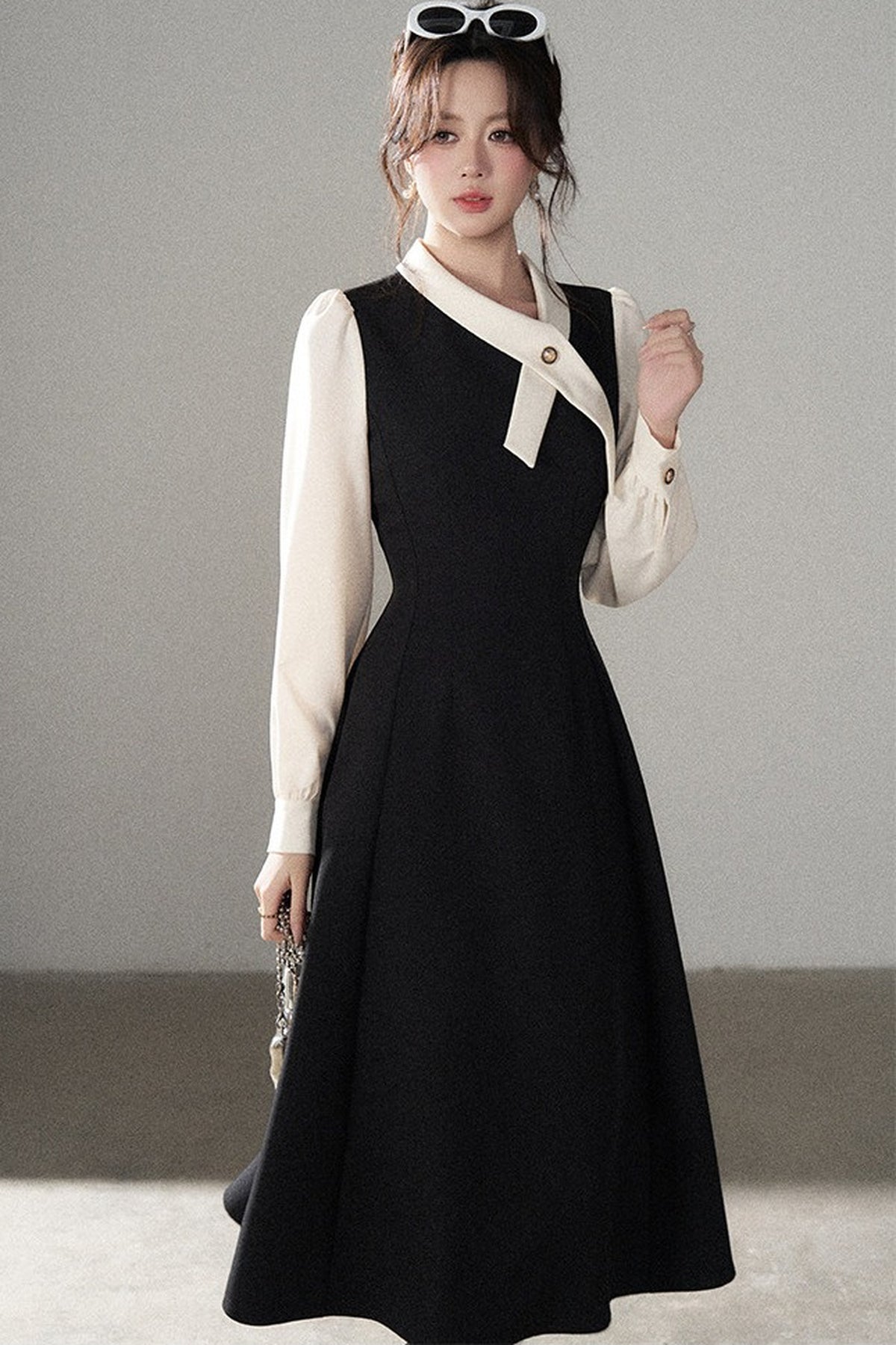 Contrasting Color Long Dress