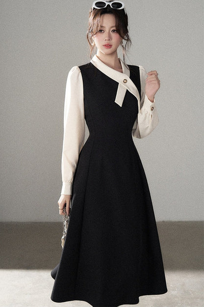 Contrasting Color Long Dress