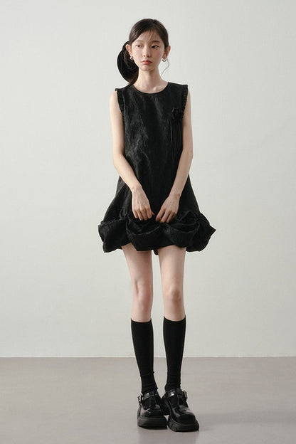 Vestido de jacquard floral rosa madera