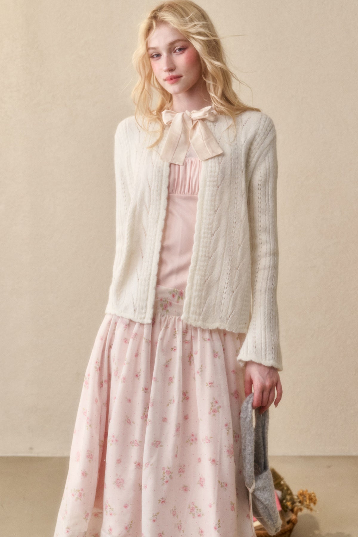 Ribbon Soft Wool Knit Cardigan