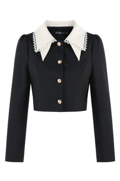 Black Collar Top and Long Skirt Set-Up