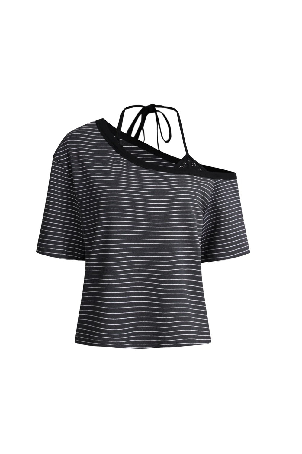 Top a righe color-block con spalle scoperte