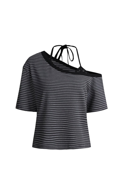 Top a righe color-block con spalle scoperte