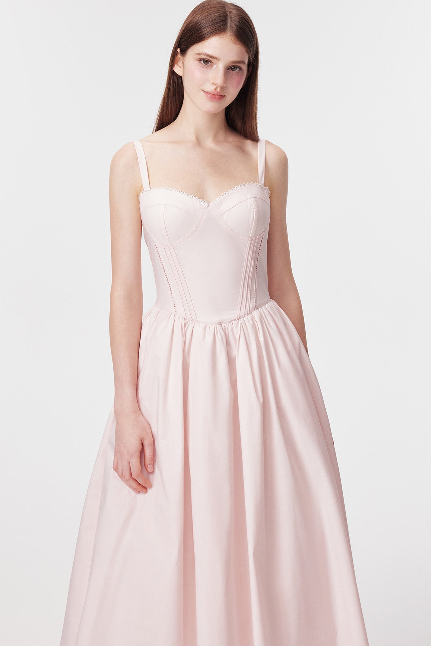 Vertical Cut Stand-Up Collar Slip Dress