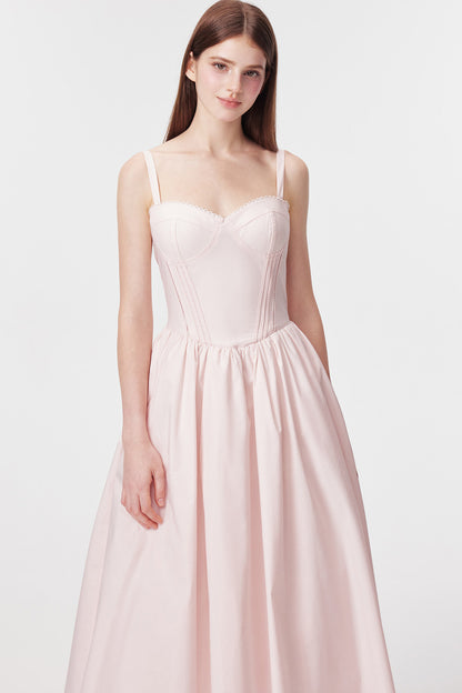 Vertical Cut Stand-Up Collar Slip Dress