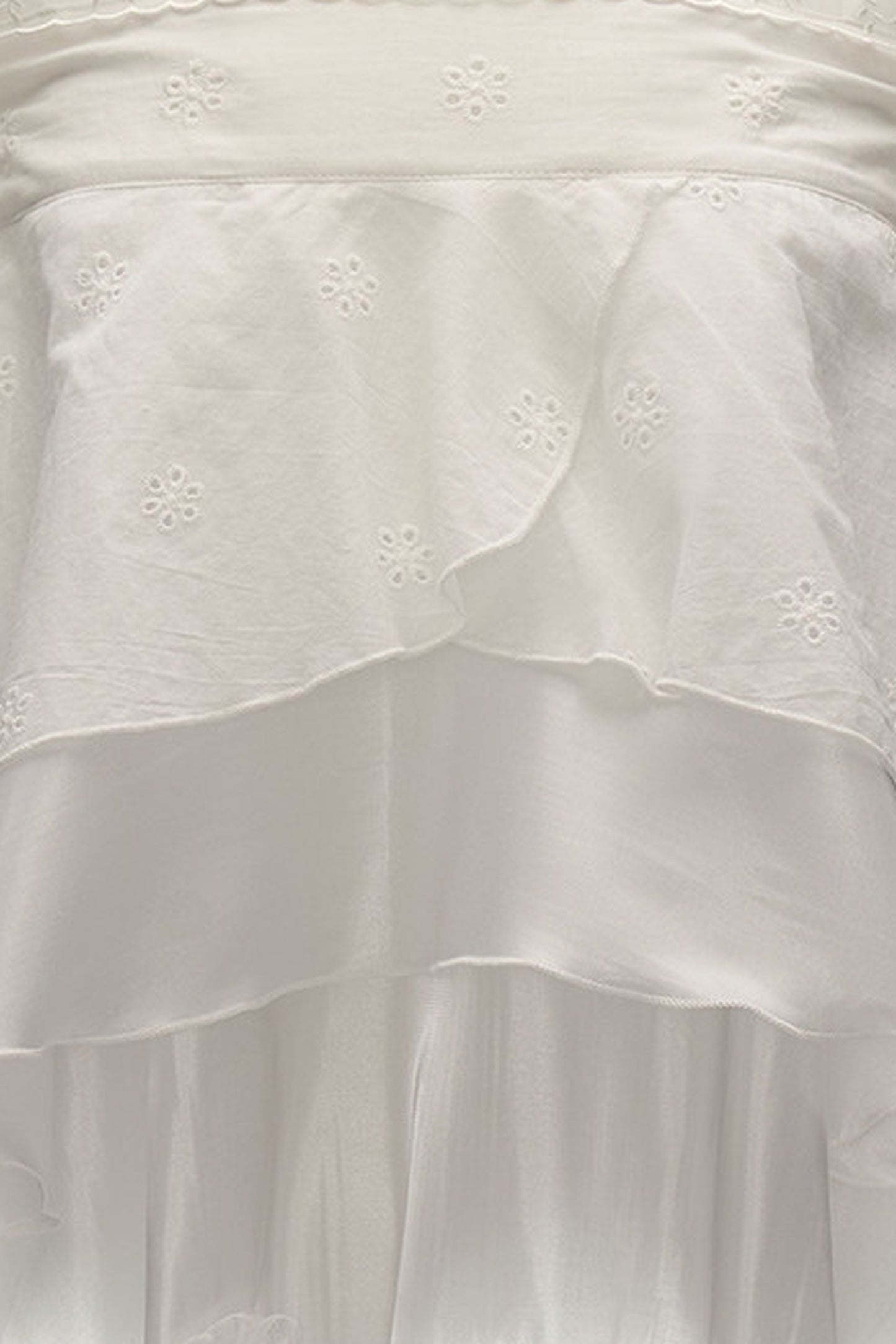 White Lace Ruffled Dress Set
