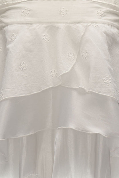 White Lace Ruffled Dress Set