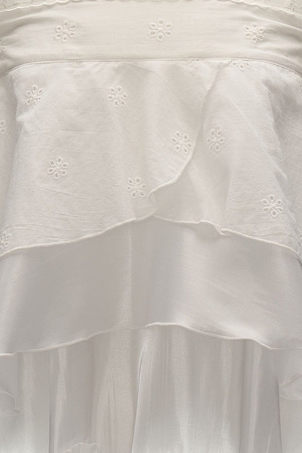White Lace Ruffled Dress Set