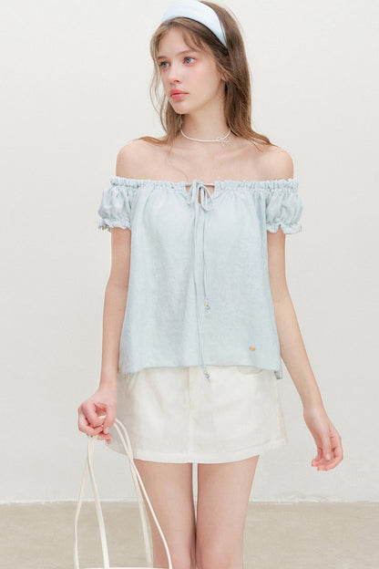 Snowflake Cotton Short-Sleeve Babydoll Top
