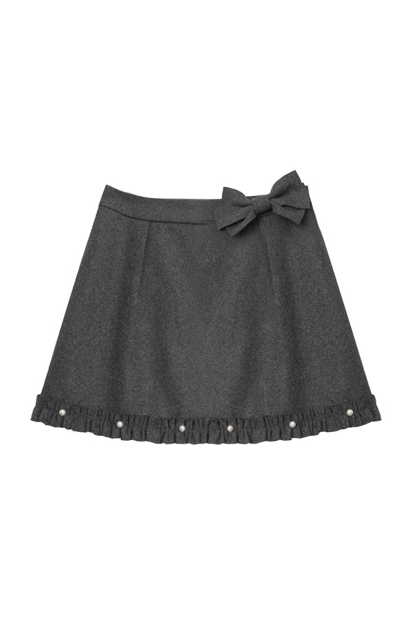 Bow-Knot Pearl Knit Sweater and Skirt Set-Up