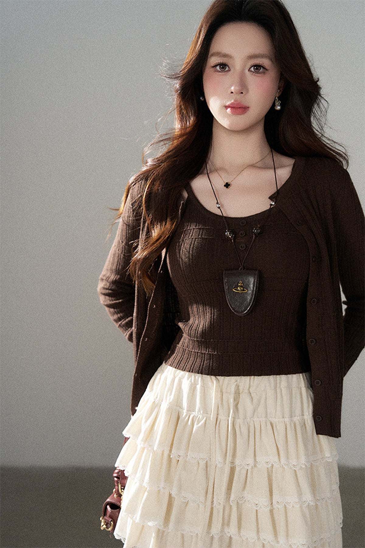 Sophisticated Knitted Cardigan Two-Piece Set