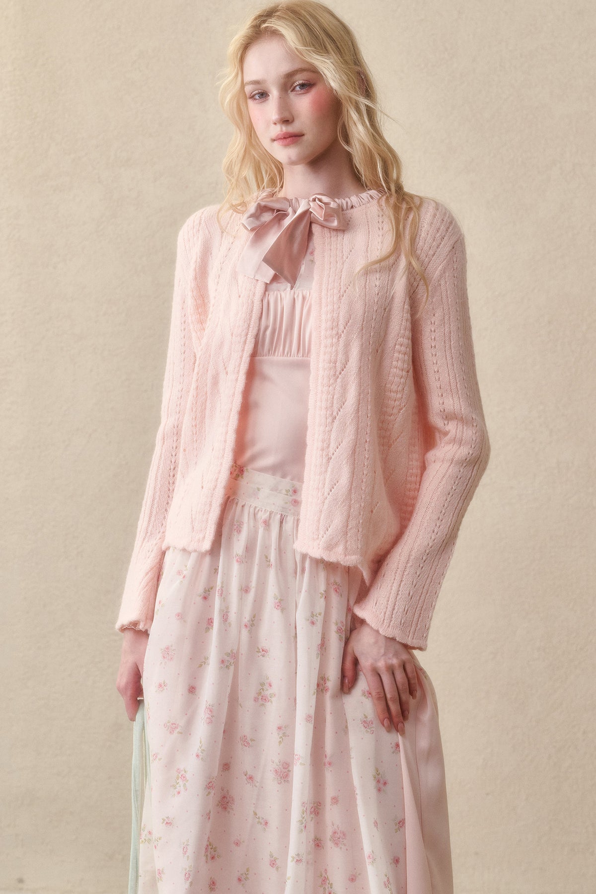 Ribbon Soft Wool Knit Cardigan