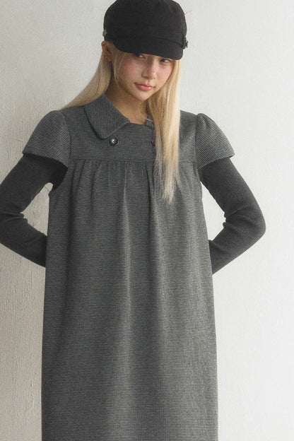 Houndstooth Doll Collar Woolen Dress