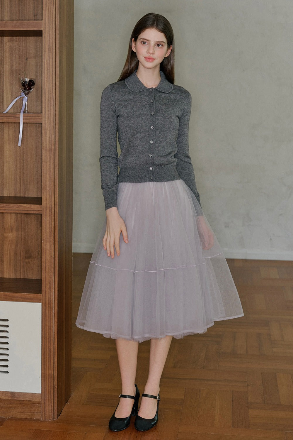 Long Sleeve Doll Collar Knitted Top