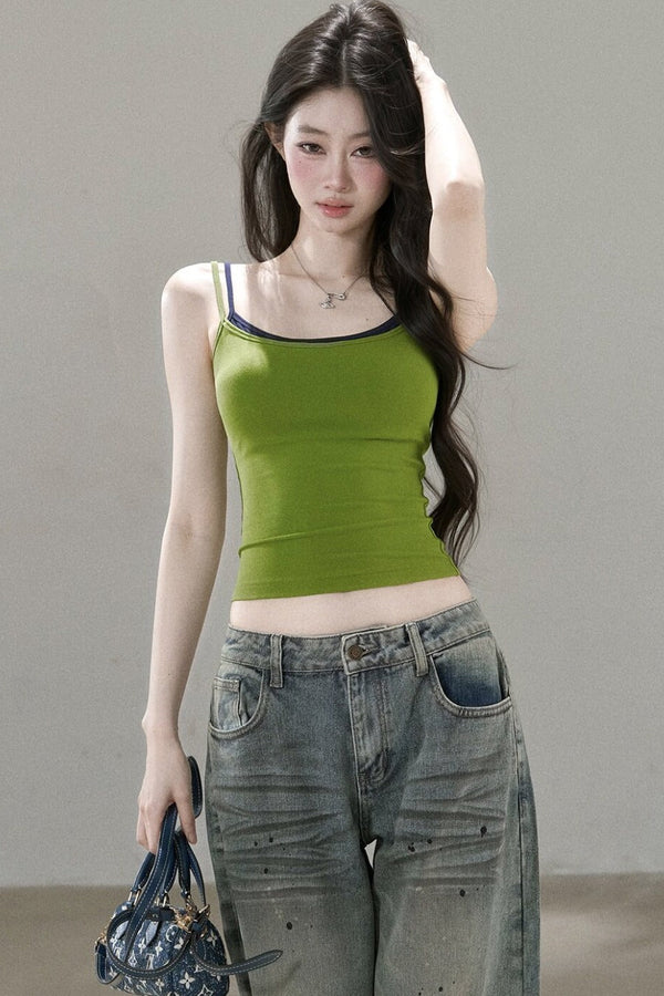 Contrasting Mesh Camisole Top