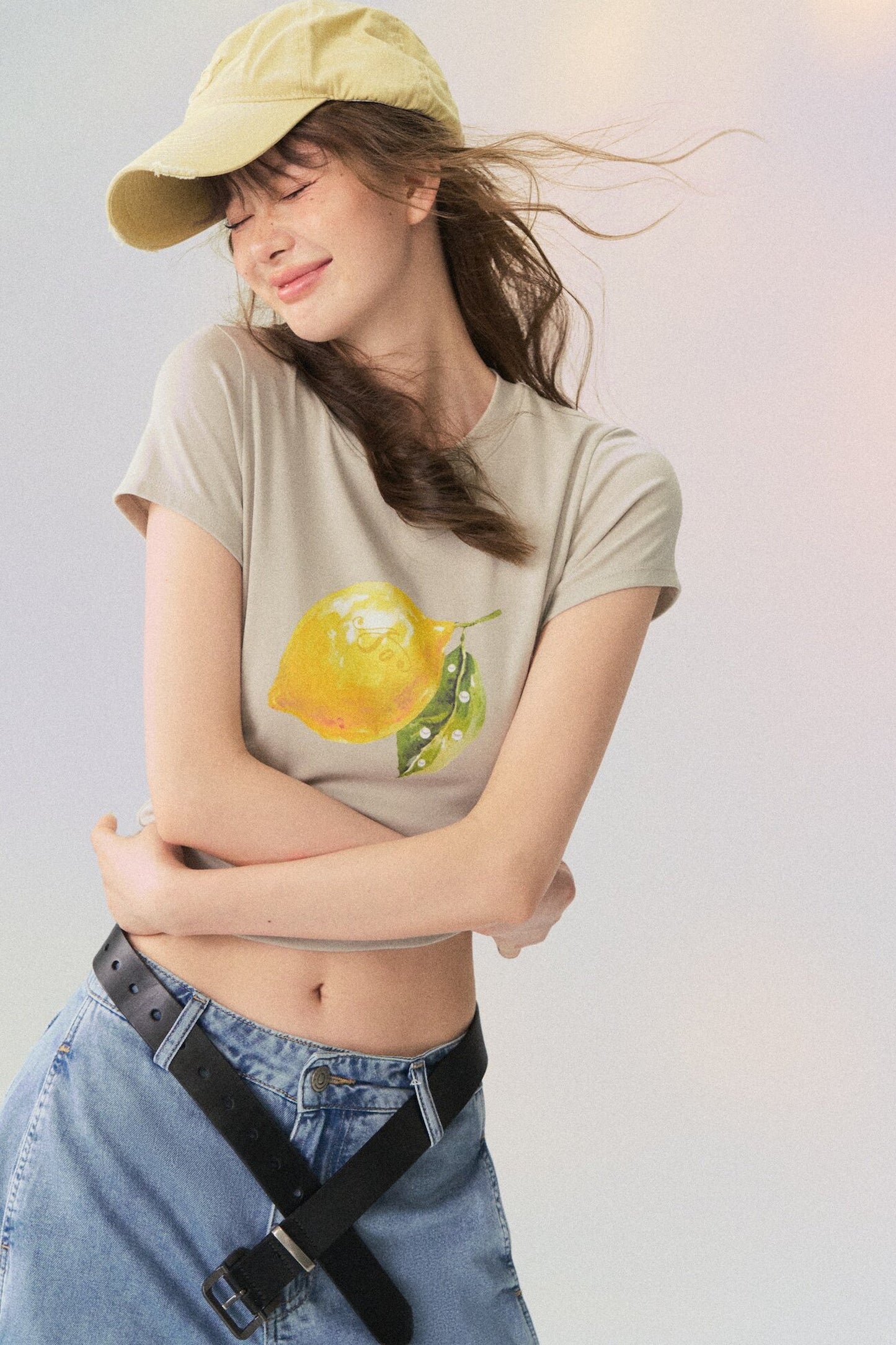 Lemon Print Short-Sleeved Blouse