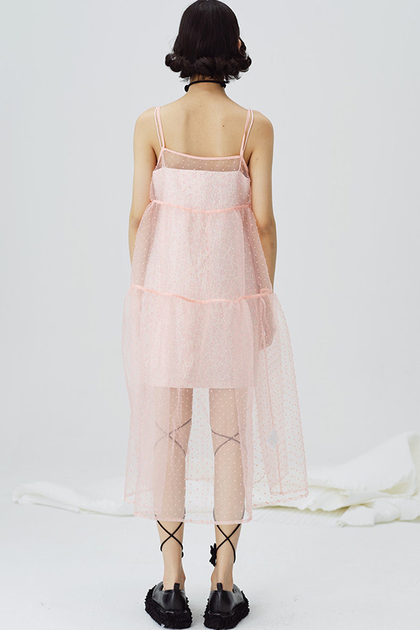 Pink Peach Blossom Strap Dress