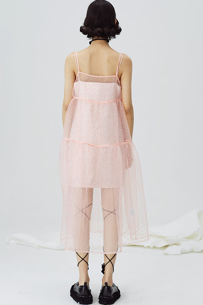Pink Peach Blossom Strap Dress