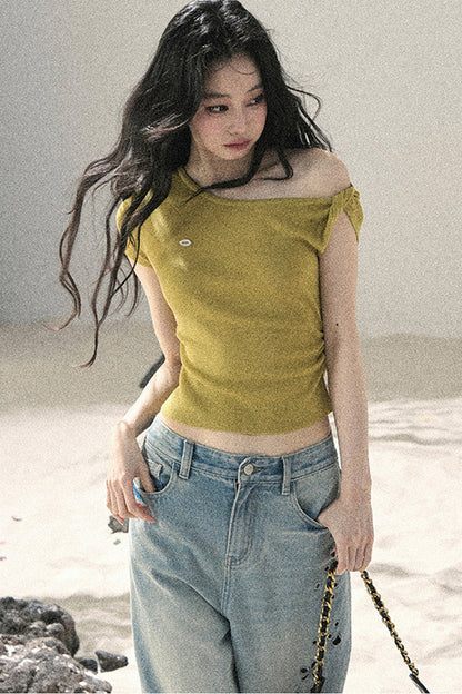 Asymmetrical Knot Crop Top
