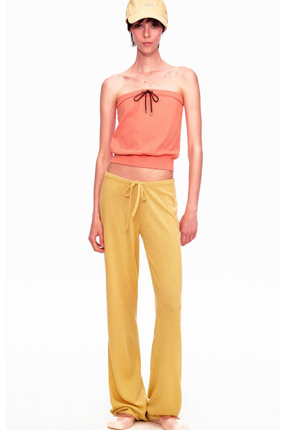 Wool Low-Waisted Drawstring Knit Pants