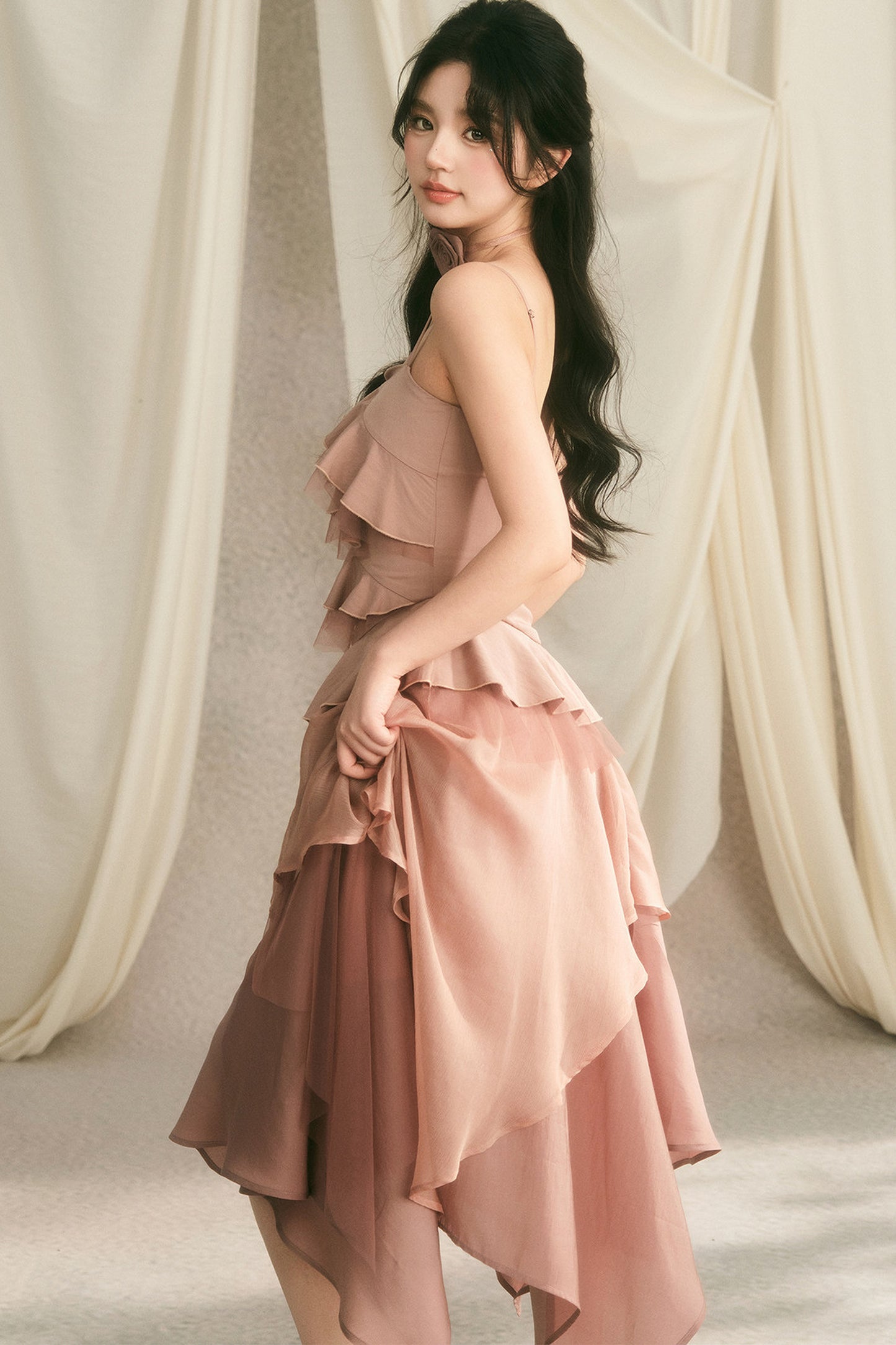 Rose Wave Layered Camisole and Skirt Set-Up